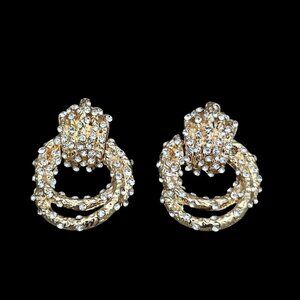 SOHI Macy's Women's Gold Twisted Metallic Drop Crystal Earrings